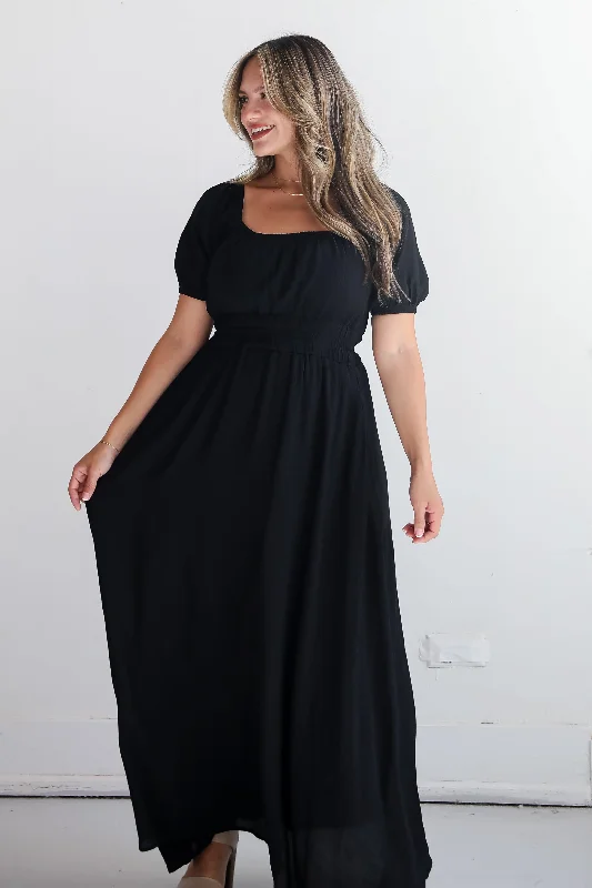 Instinctually Flirty Black Maxi Dress