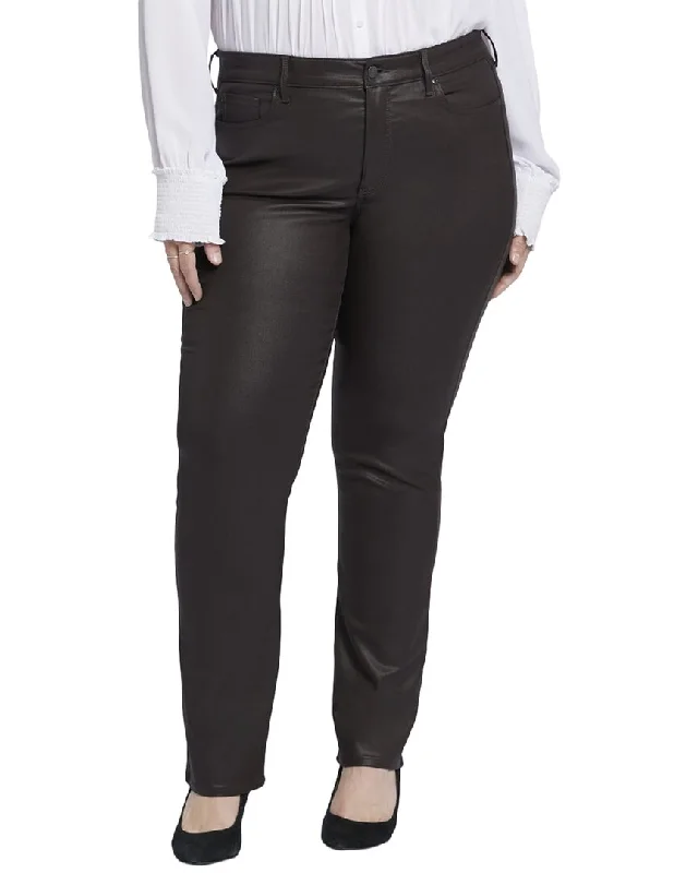 NYDJ Plus Marilyn Cordovan Coated Straight Leg Jean