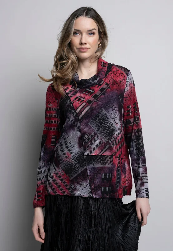 Printed Cowl Neck Top