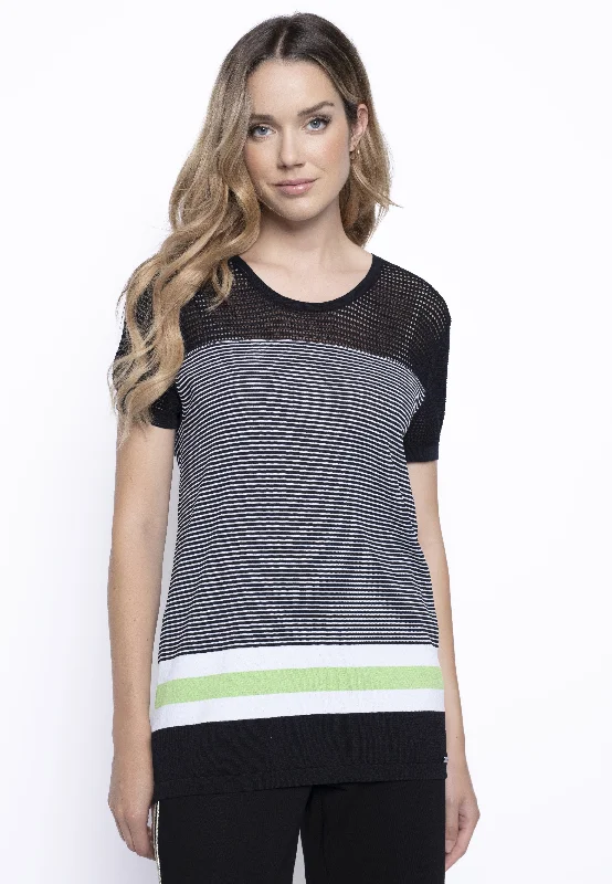 Short Sleeve Knitted Stripe Top