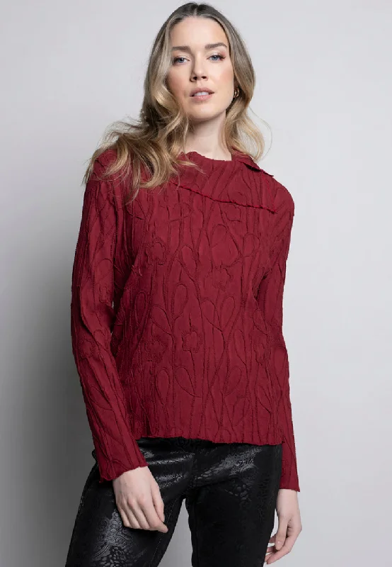 Split Collar Embossed Top