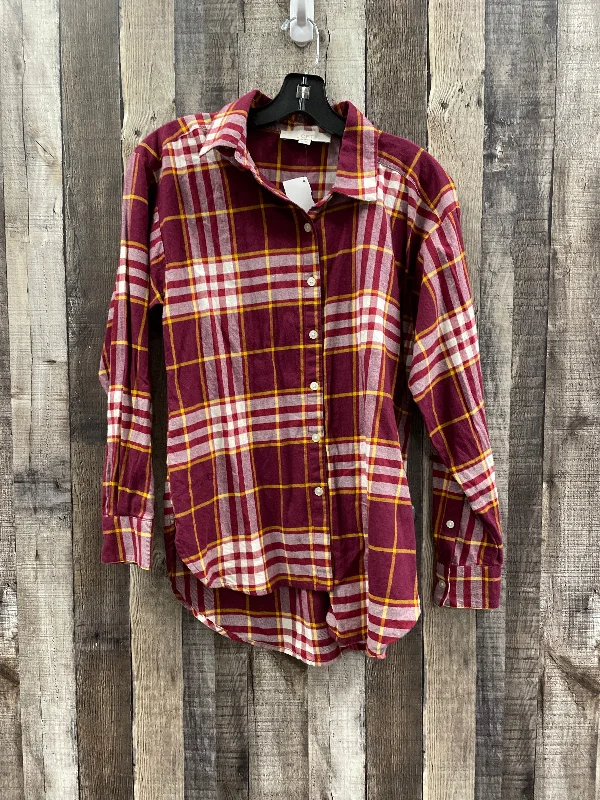 Top Long Sleeve By Sonoma In Plaid Pattern, Size: Xs