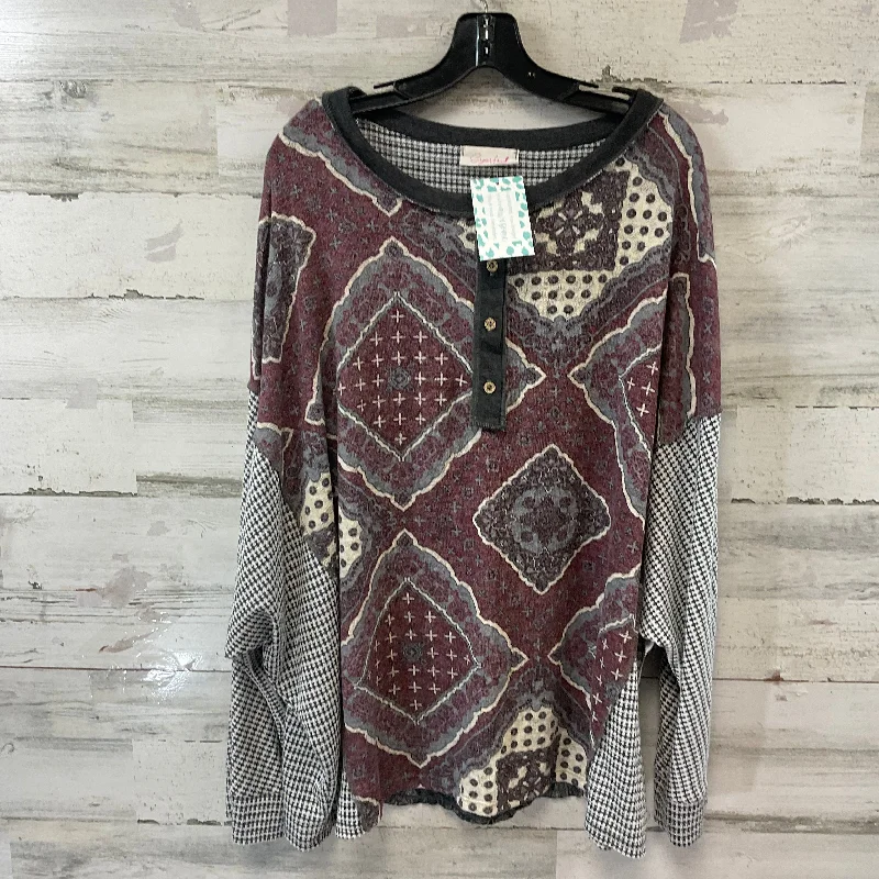 Top Long Sleeve By SUGAR FOX In Grey, Size: 3x