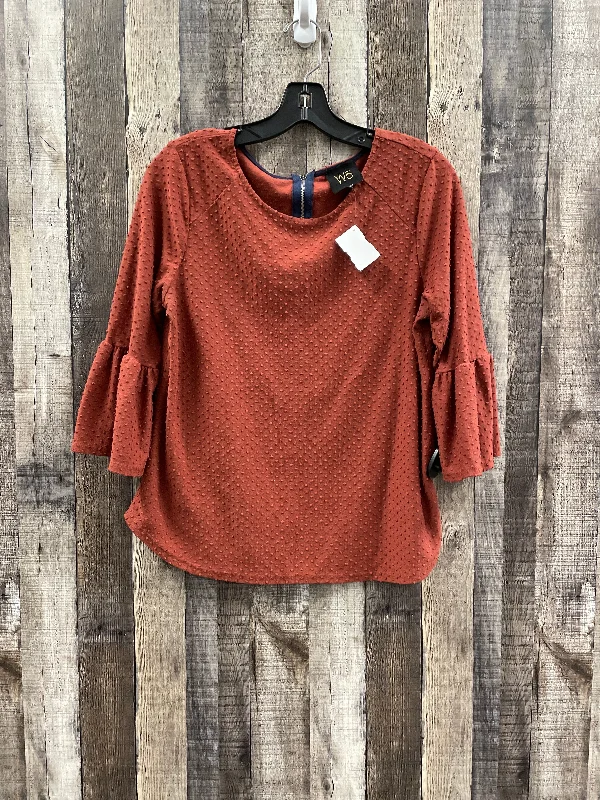 Top Long Sleeve By W5 In Brown, Size: M