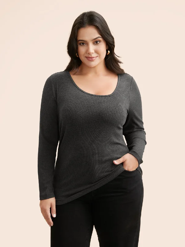 Airy Cozy Asymmetrical Neckline T-shirt