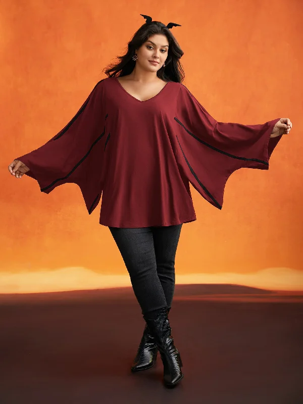 Bat Wing Shaped Sleeves T-shirt