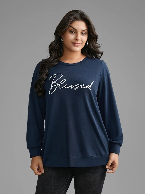 Letter Print Crew Neck Sweatshirt