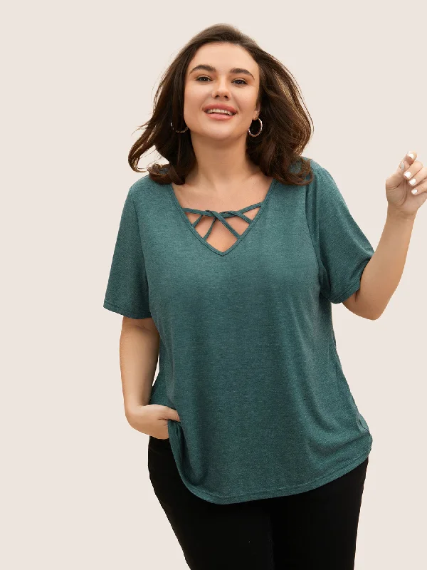 Solid Heather Crisscross Medium Stretch T-shirt