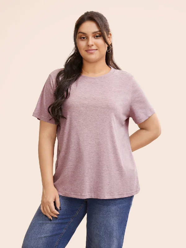 Solid Heather Round Neck Basic T-shirt