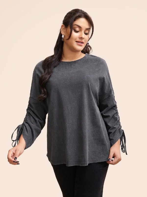 Vintage Drawstring Drop Shoulder T-shirt