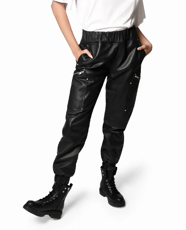 Leather Space Jogger In Black