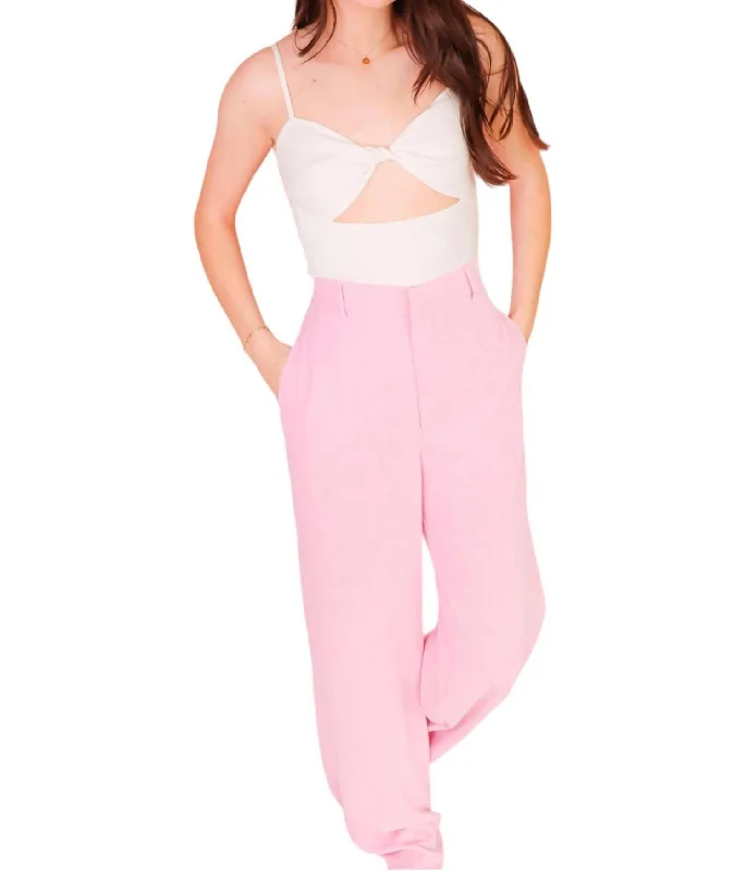 Pink Dream Wide Leg Trousers In Strawberry Milk