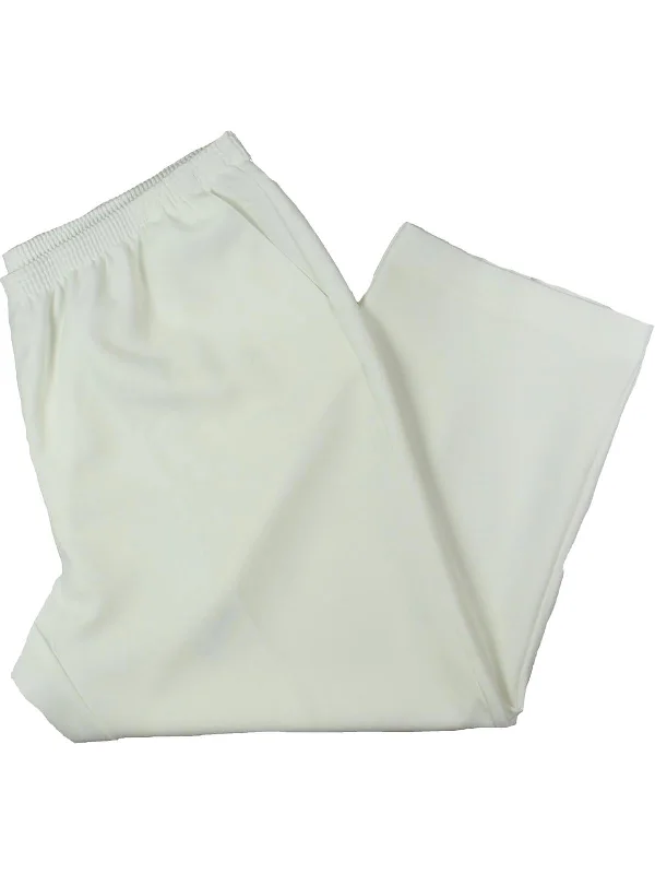 Plus Womens Stretch Elastic-Waist Straight Leg Pants