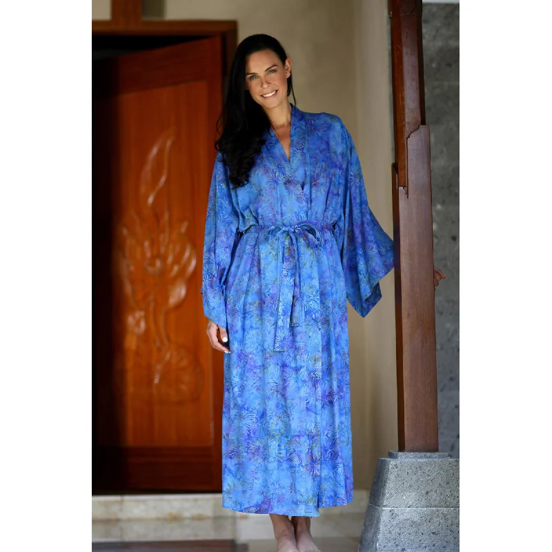 Blue Anemone Rayon Batik Robe